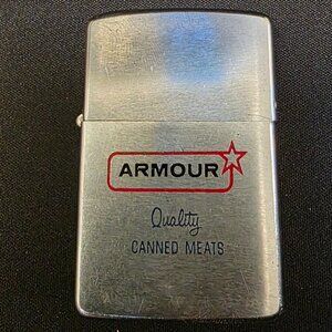 Advertising Zippo Lighter Vintage 1950’s  Armour quality canned meats 2517191